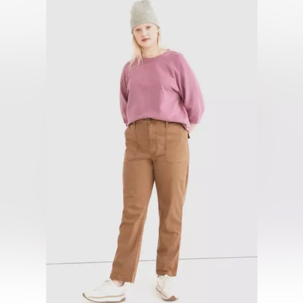 Madewell Curvy Perfect Vintage Straight Leg Pants Plus Size 24W Herringbone Tan
